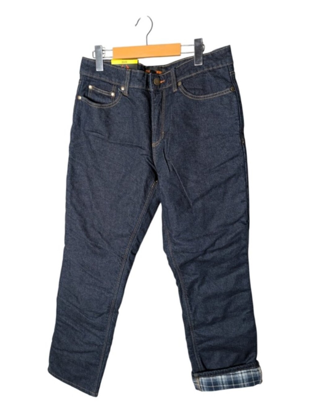 NWT Realtree Flannel Quilted Plaid Lined Jeans Straight Leg Dark Wash 32x32